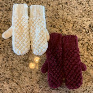 Two pairs of Chunky Warm Mittens Adult Size